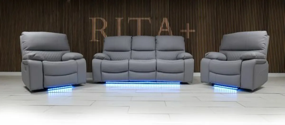 Rita 3+1+1 Electric Leather Recliner LED Lights - Image 1