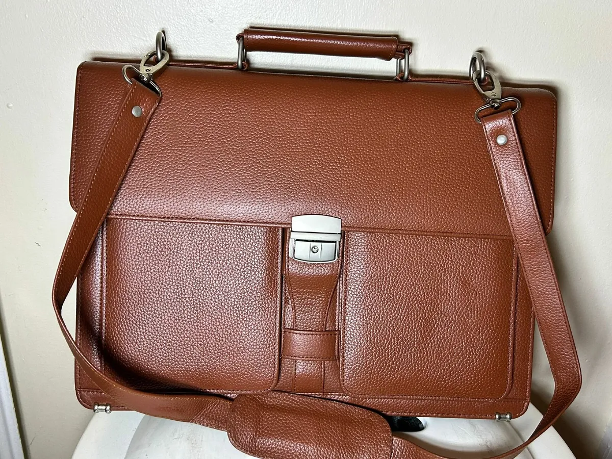 Leather Briefcase for Men Business Messenger Bag - Image 1