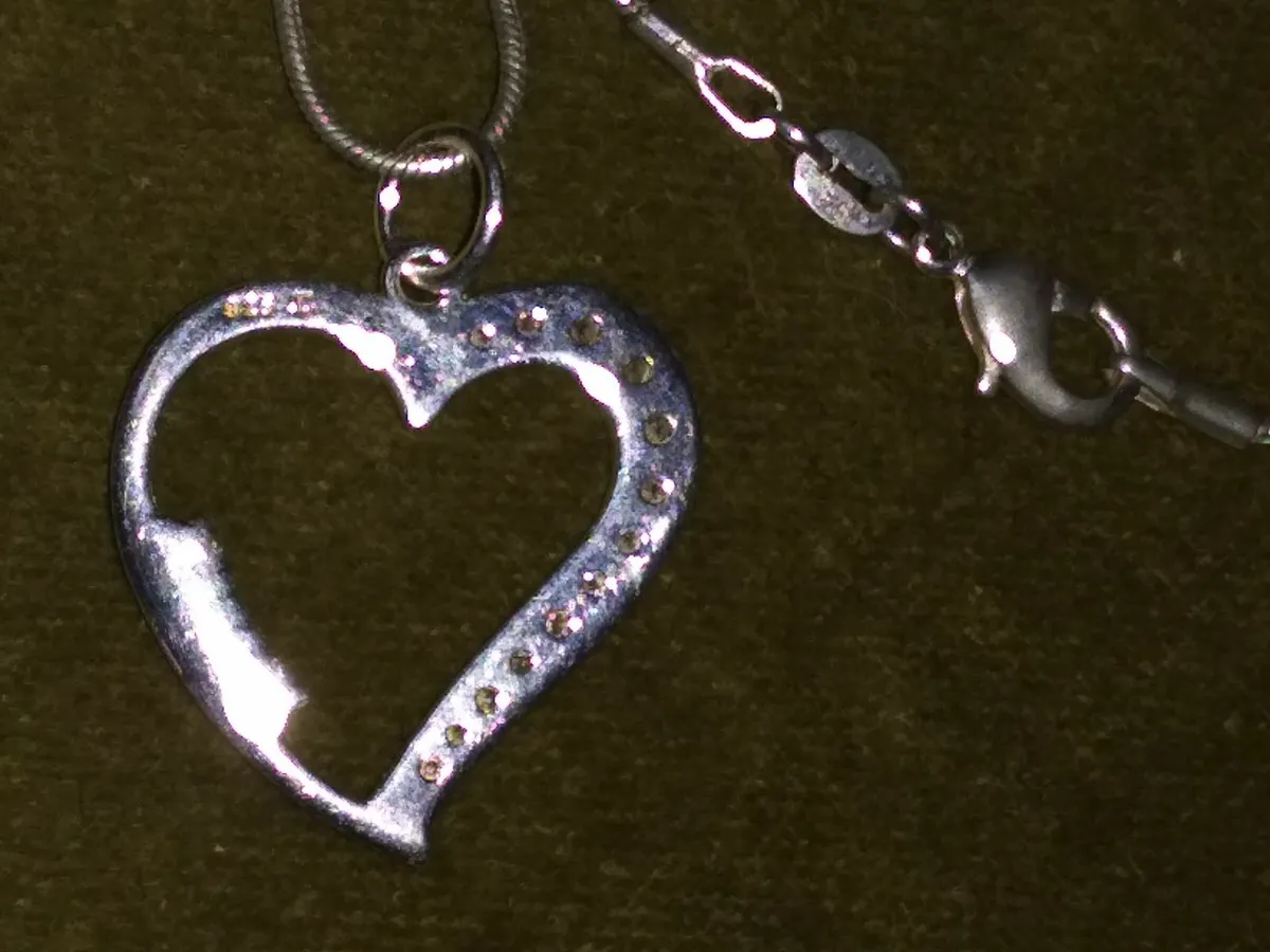 Vintage 925 Silver Gem-set Heart Necklace - Image 3