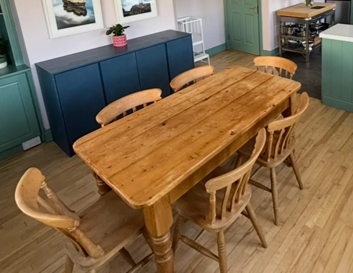 Pine Dining Table and Chairs - Image 1