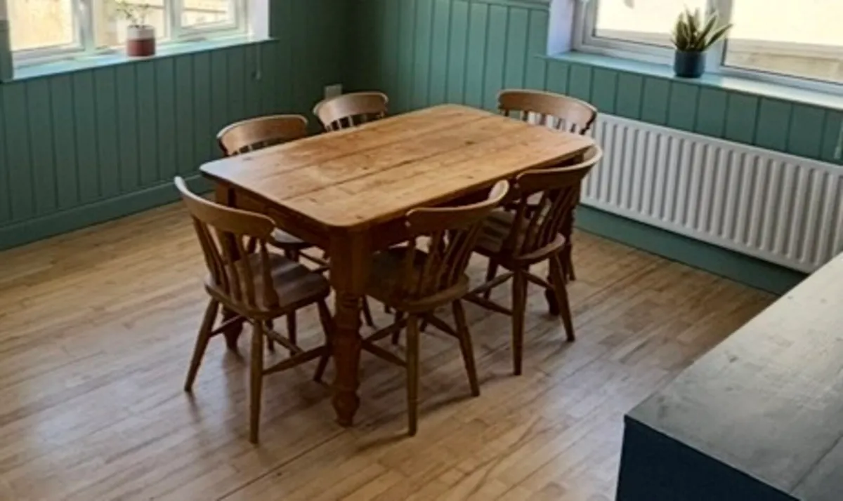 Pine Dining Table and Chairs - Image 2