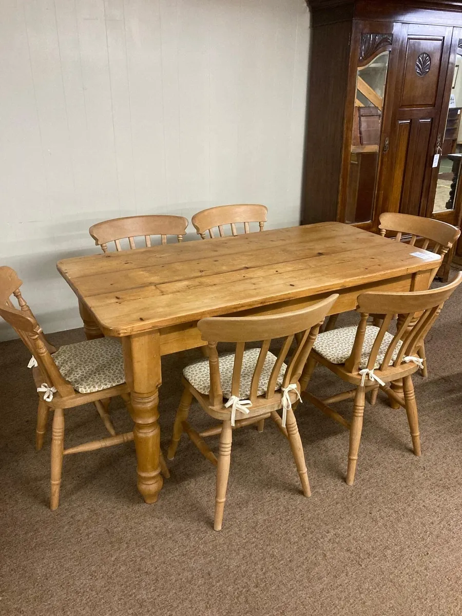 Pine Dining Table and Chairs - Image 3