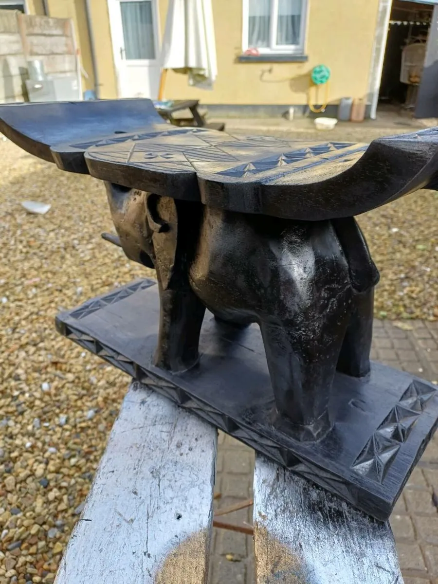 Vintage Ashanti Ebonised Elephant Stool - Image 3