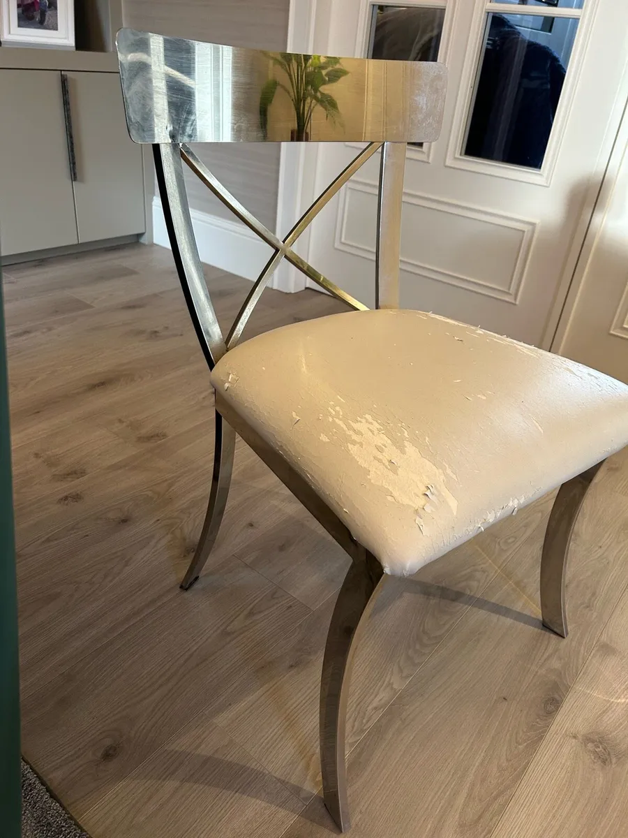 Chrome and faux leather chair - Image 1