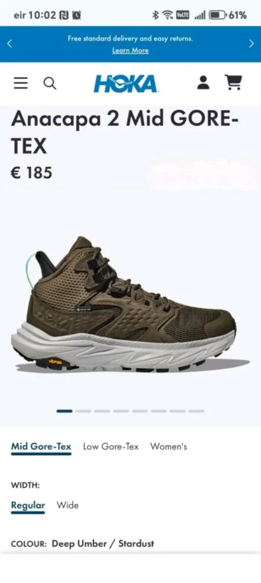 Hoka Anacapa Goretex/Vibram Hiking Boots. Size 12, - Image 1