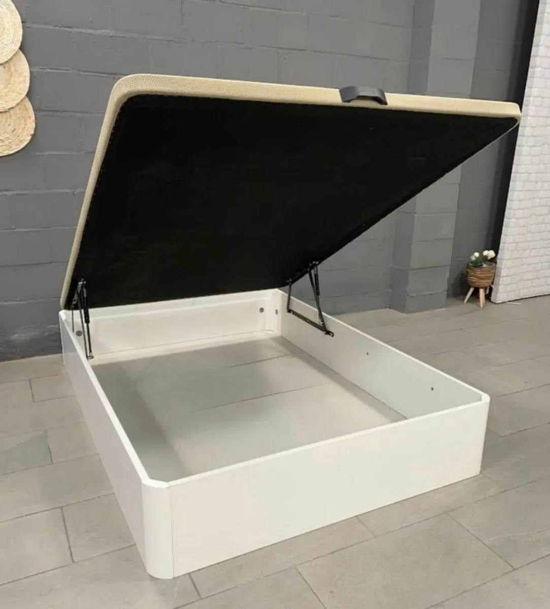 White Ottoman Storage Bed Double - Image 1