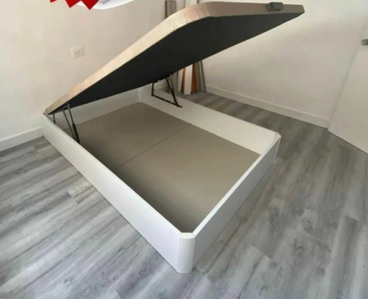 White Ottoman Storage Bed Double - Image 1