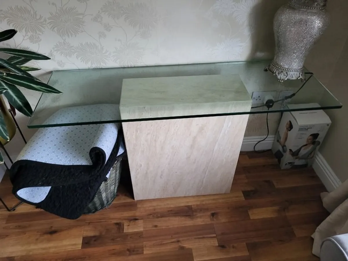 Glass Table with Stone Base - Image 1