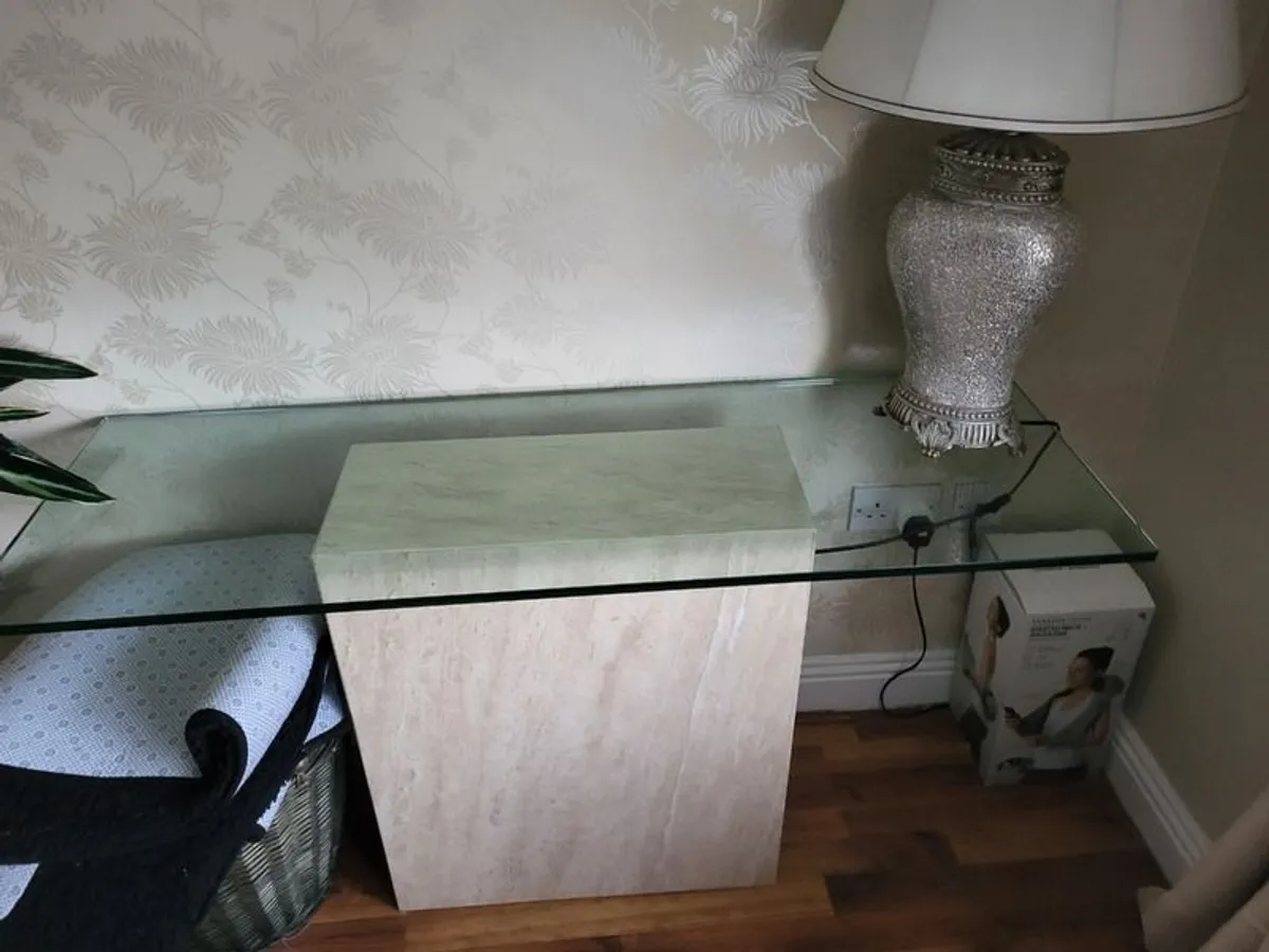 Glass Table with Stone Base - Image 2