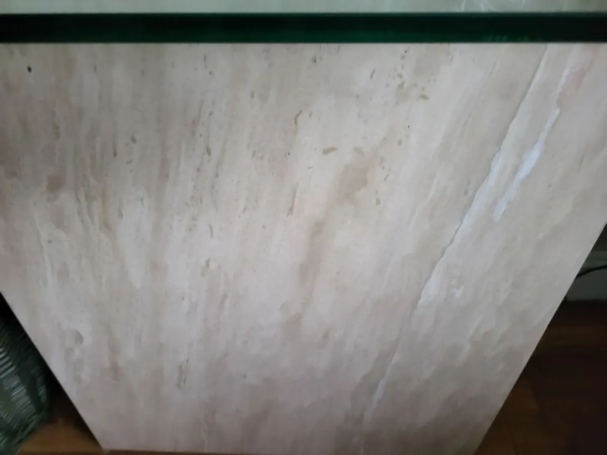 Glass Table with Stone Base - Image 3