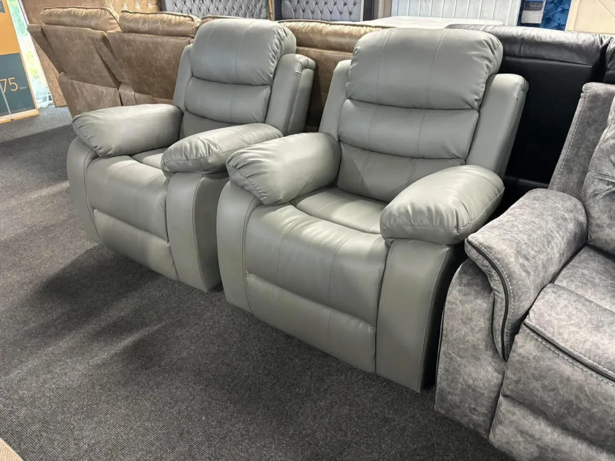 Roma 3+1+1 Leather Manual Recliner Sofa - Image 4