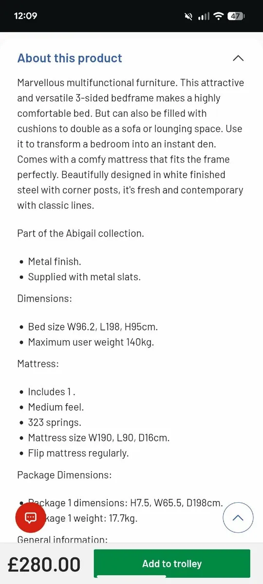 Argos Home Abigail Metal Day Bed - Image 4