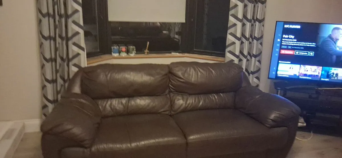 3 seater x 2 leather couches - Image 1