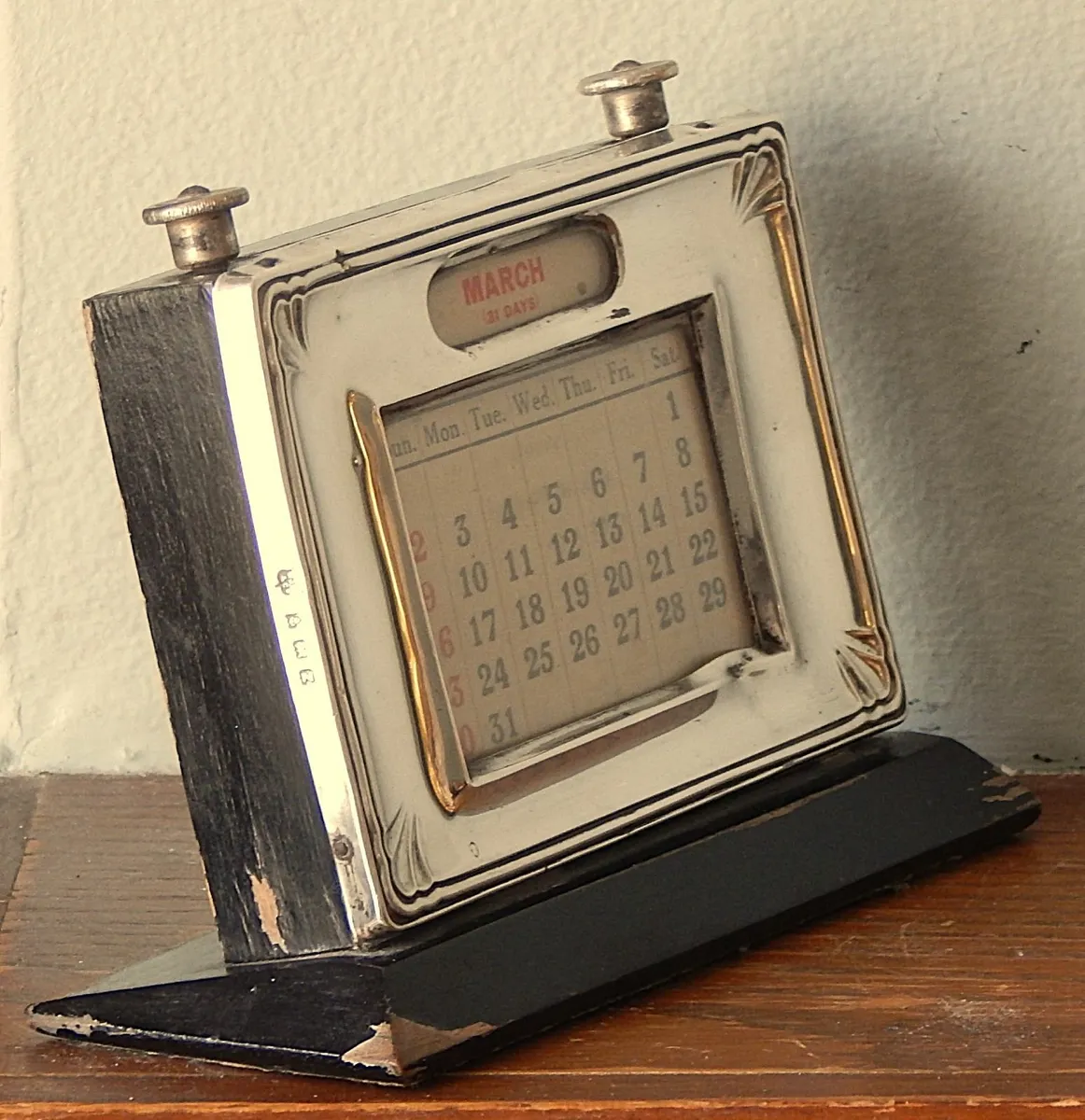 Mid Century Silver Perpetual Desk Calendar - Image 2