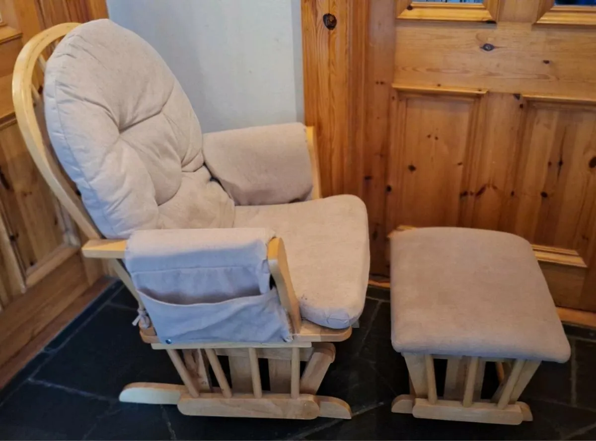 Glider rocking nursing chair & footstool - Image 1