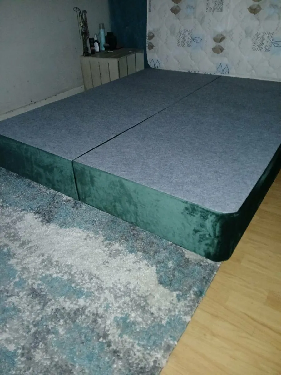 Vintage Style Green Velvet Double Bed - Image 2