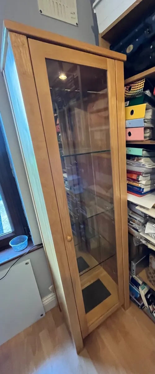 Cabinet x 2, tall/small glass door granite insert - Image 1