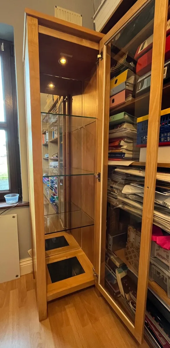 Cabinet x 2, tall/small glass door granite insert - Image 2