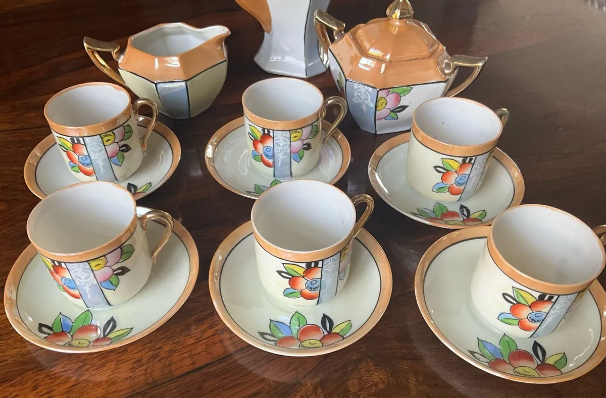 Japanese Hand Painted Lustre Coffee Set - Image 2