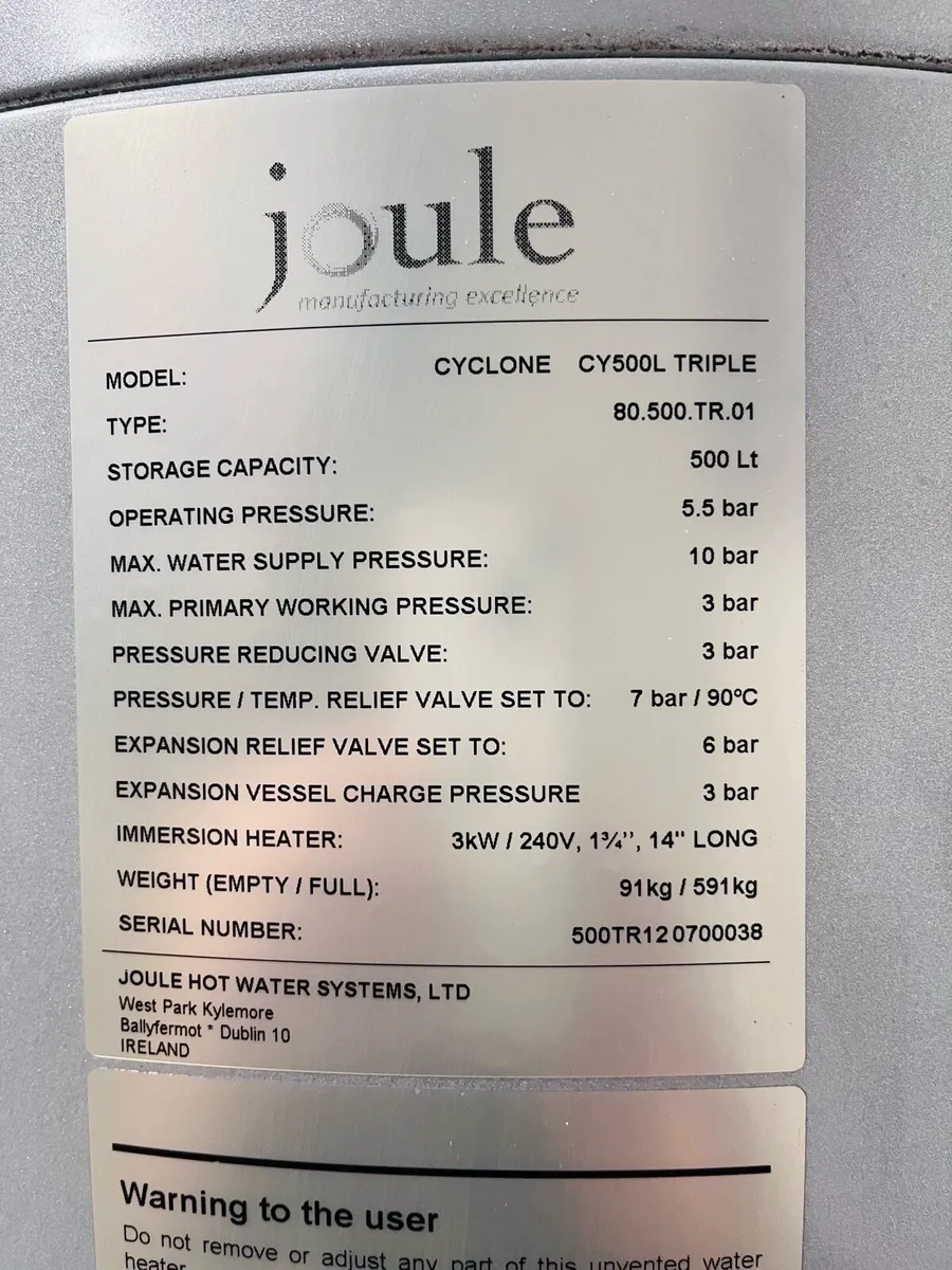 Joule 500 litre cylinder. - Image 4