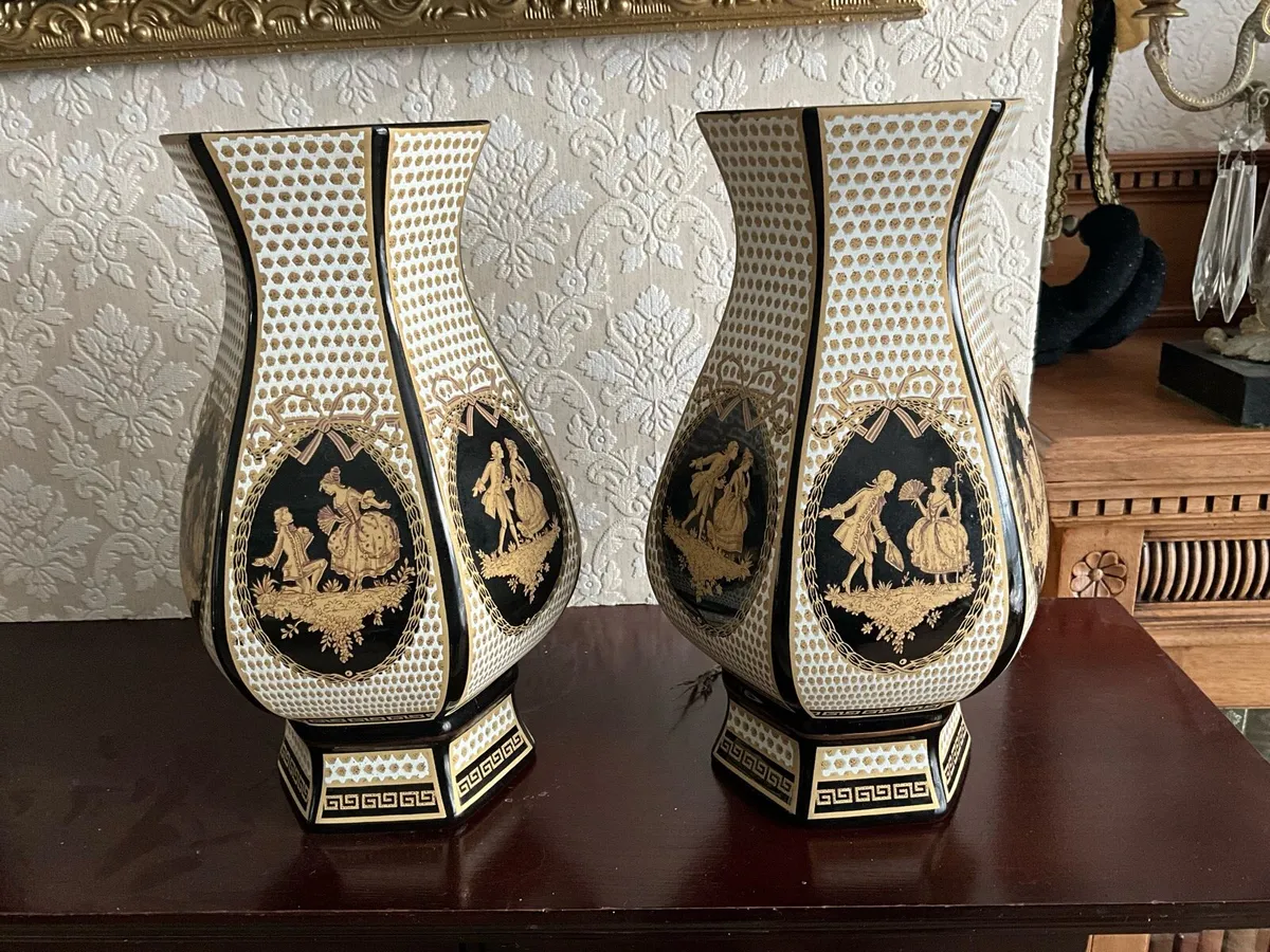 Pr.Unique Vintage Italian Style Ceramic Vases - Image 2