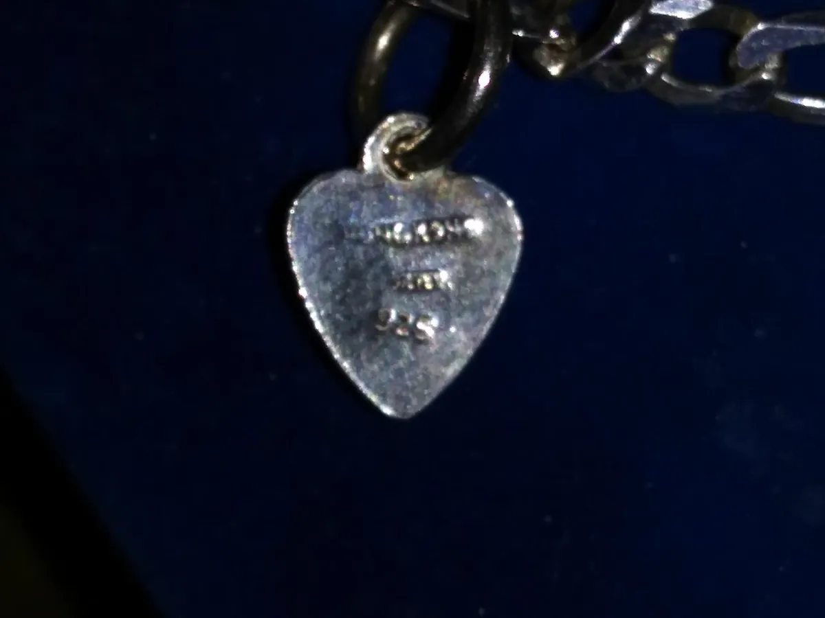 Vintage 925 Silver Religious Figaro Charm Bracele - Image 3