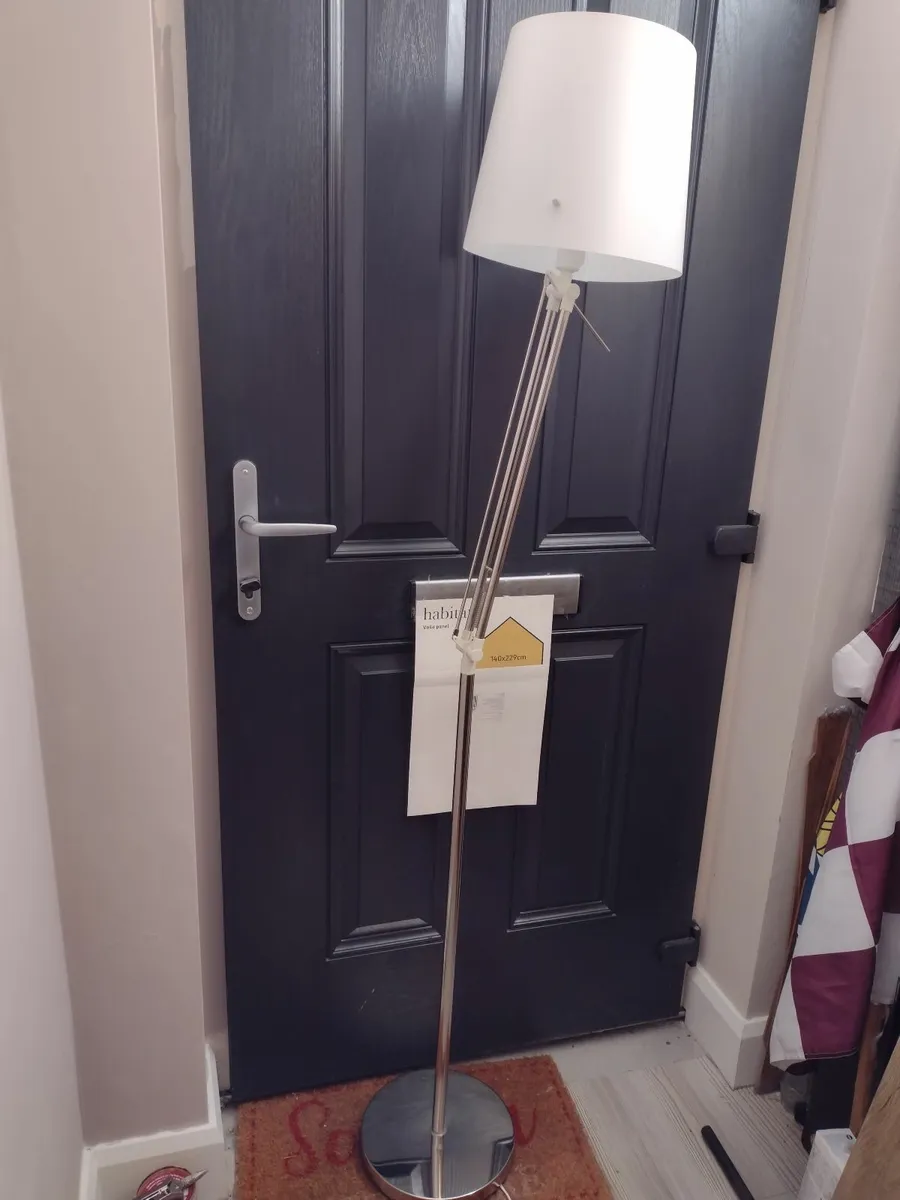 Tall chrome floor lamp heavy base - Image 2