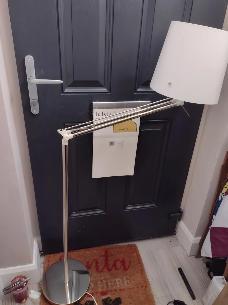 Tall chrome floor lamp heavy base - Image 1