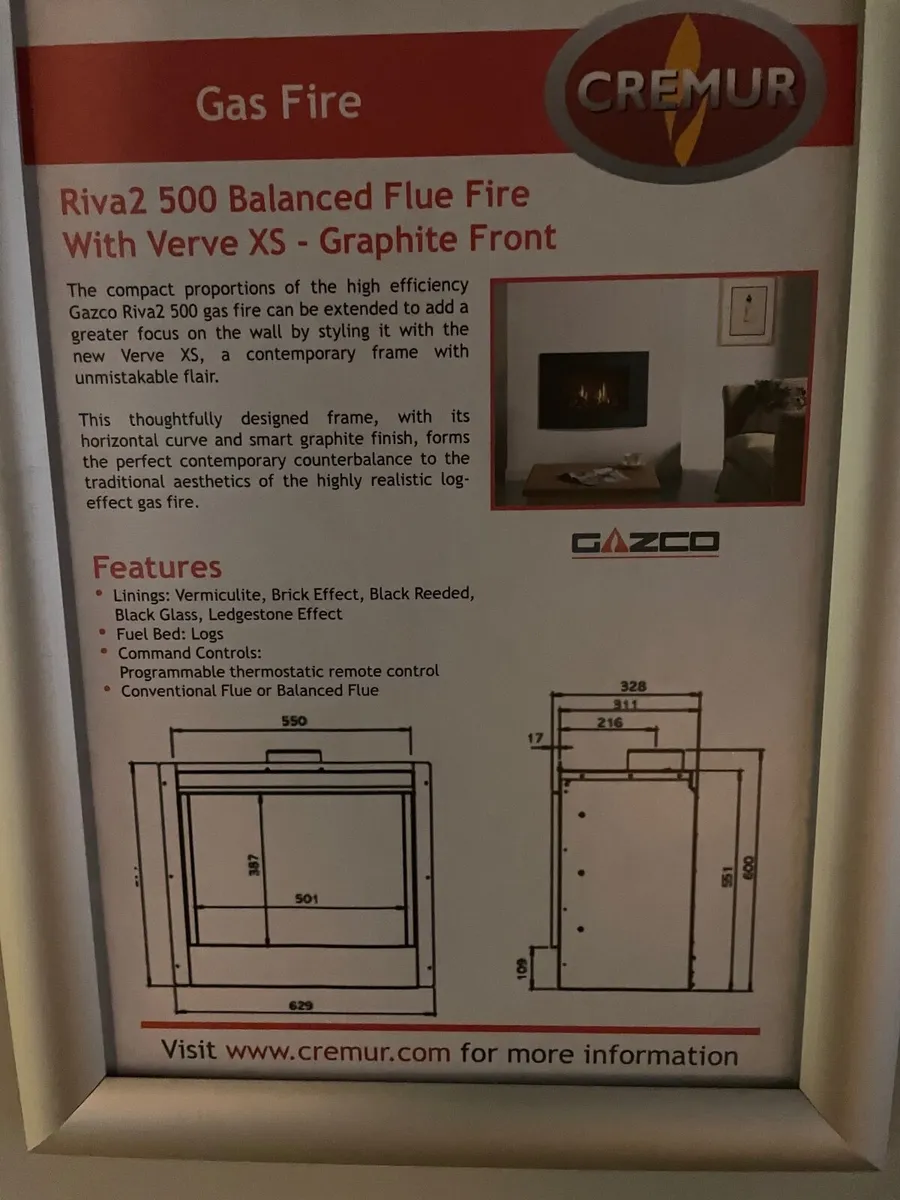 Ex-Display Gazco Riva2 500  + Verve XS  Frame - Image 4