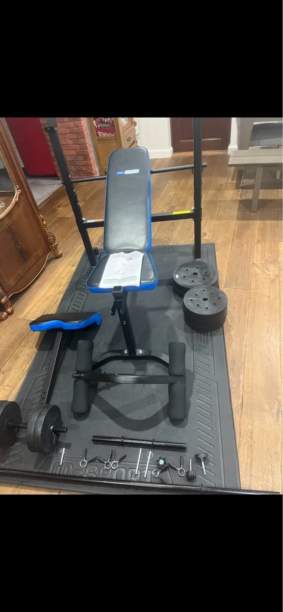 Bench barbell dumbbells and weights - Image 3