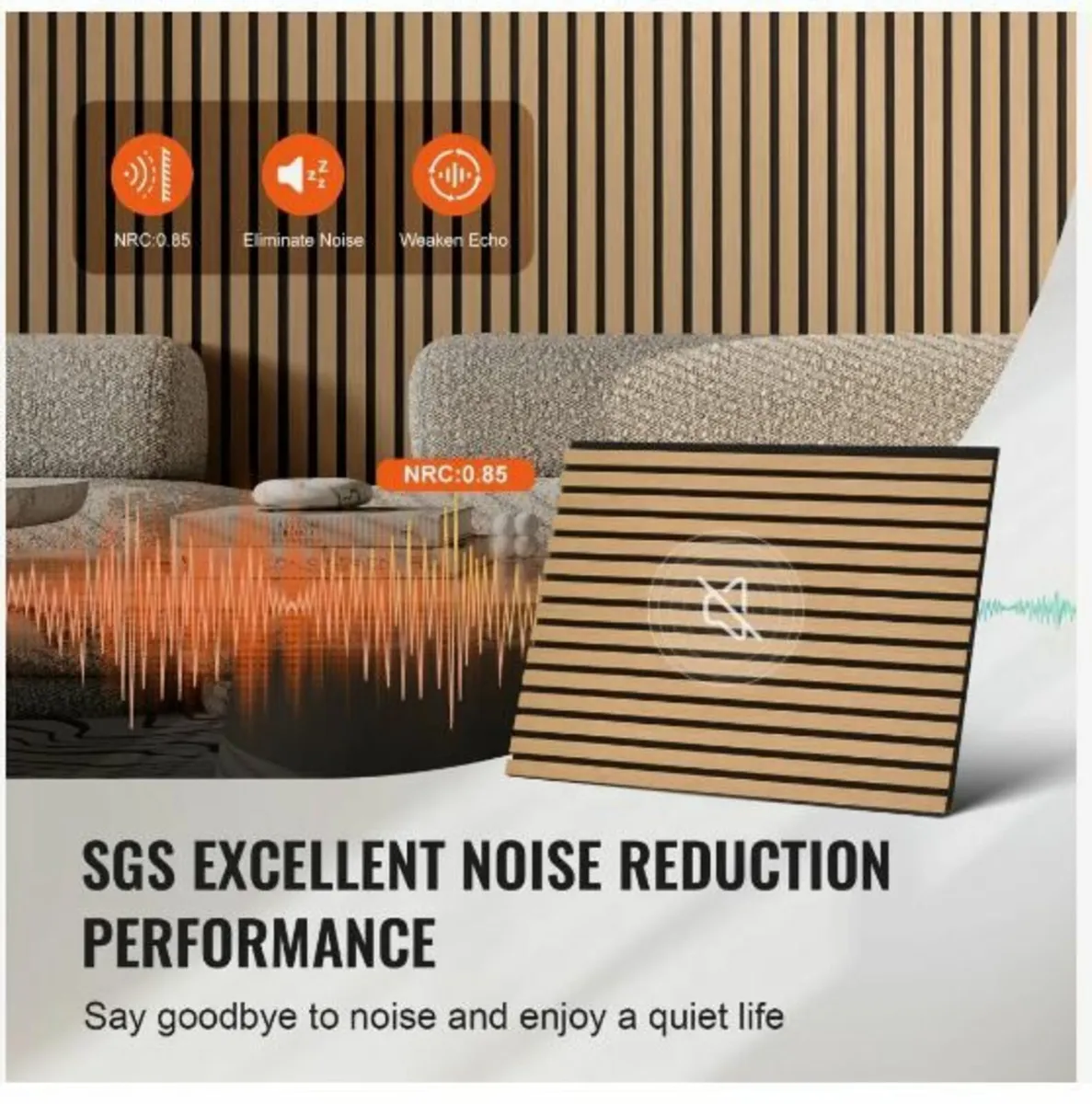 Wood Slat Acoustic Panels, 23.6 x 47.2 inch - Image 1