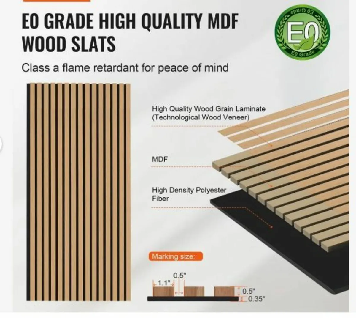 Wood Slat Acoustic Panels, 23.6 x 47.2 inch - Image 2