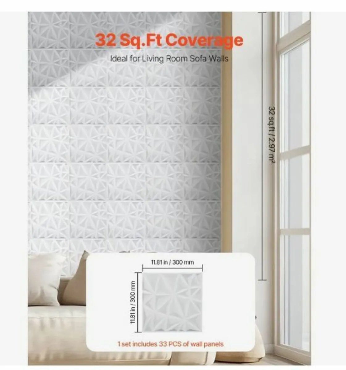 3D Wall Panels, 33-Pack 11.81 x 11.81 in PVC - Image 3