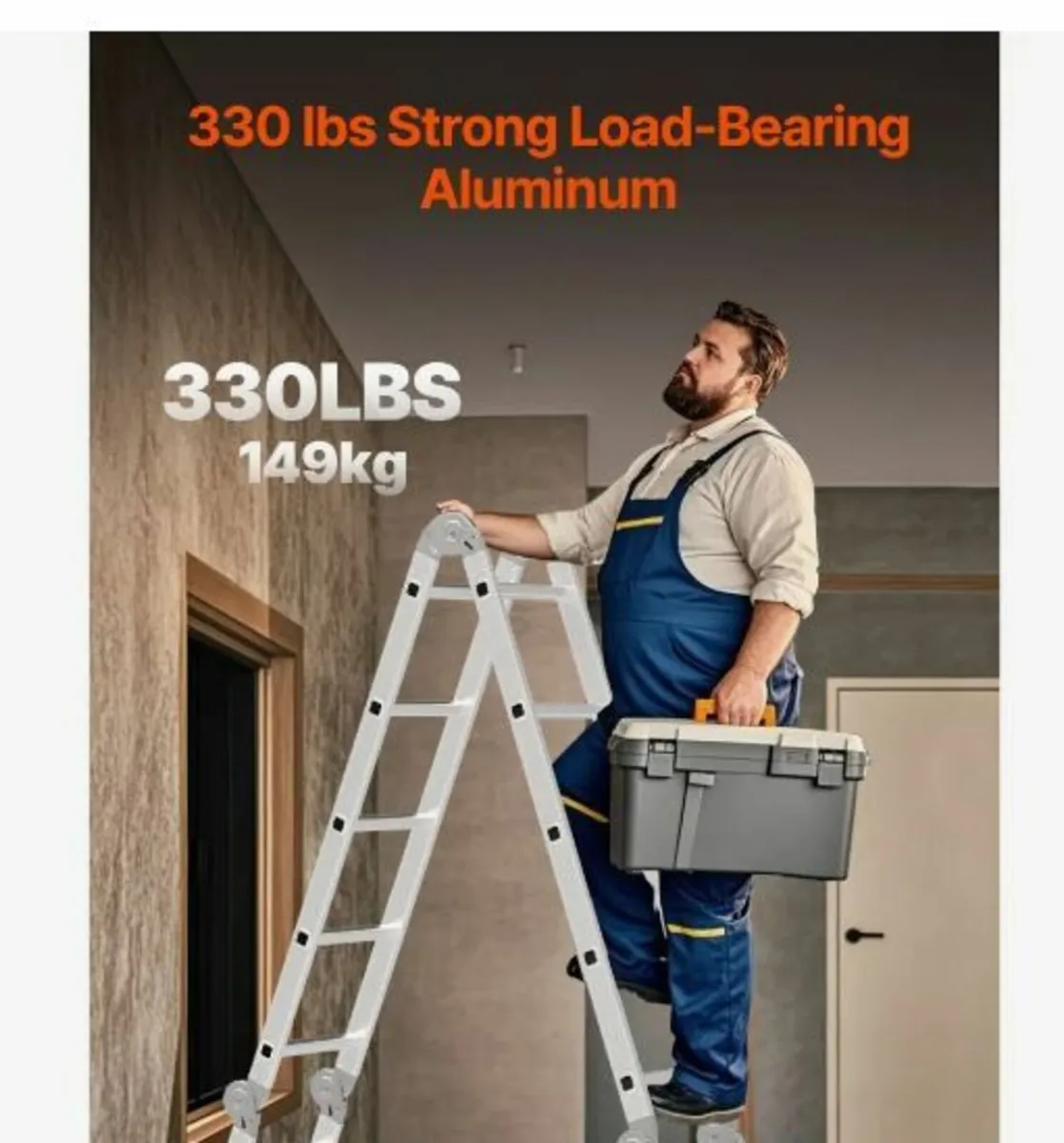 Multi-Purpose Folding Ladder, 7-in-1 Tall Step La - Image 4