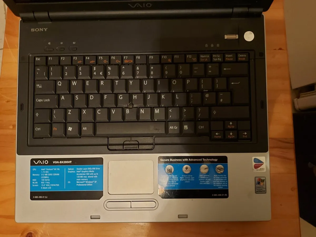 Rare Vintage Sony Laptop, Model PCG-9W4M, Win XP - Image 3