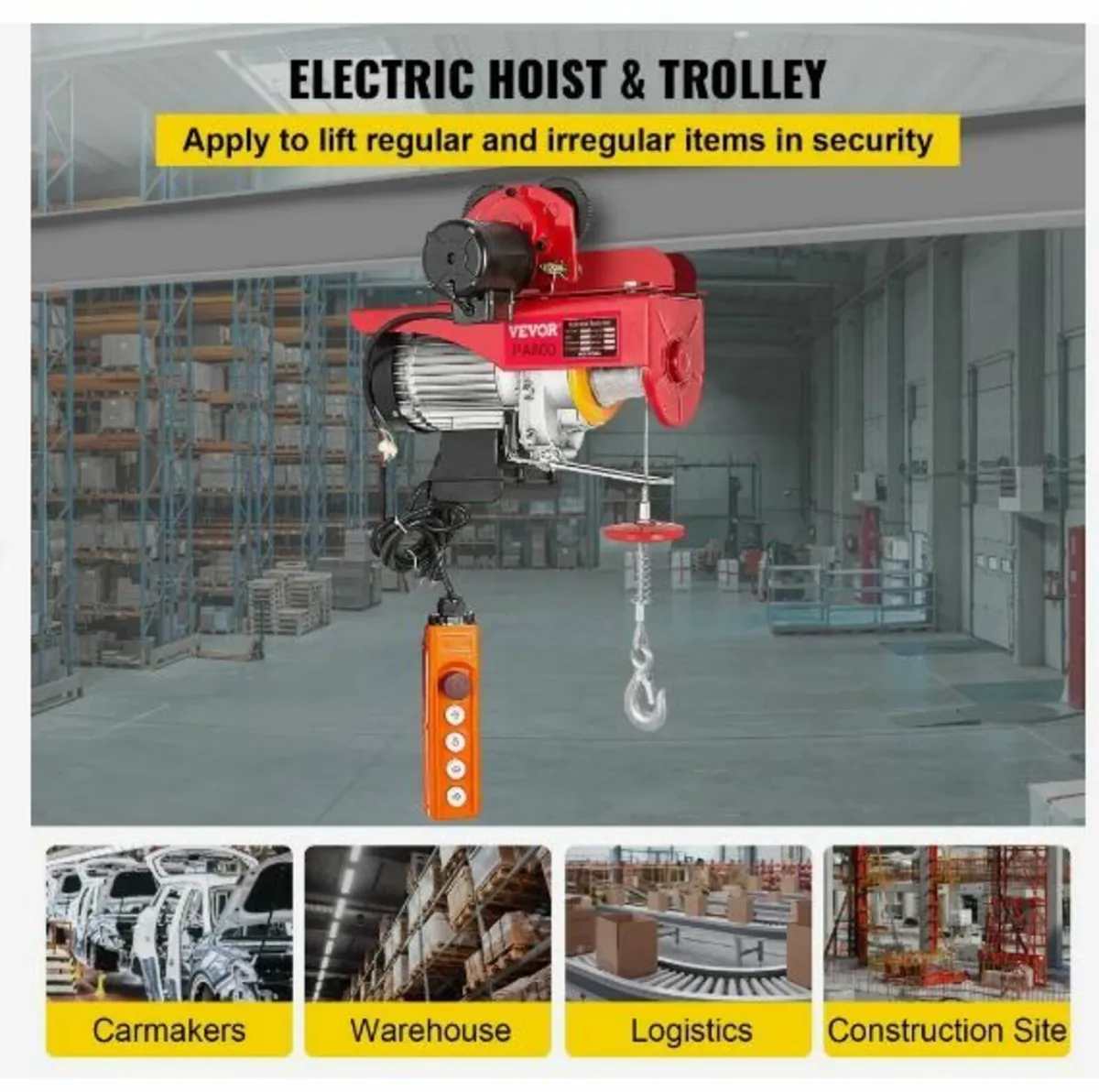 800Kg/1700Lbs Electric Trolley Hoist 1300W - Image 3