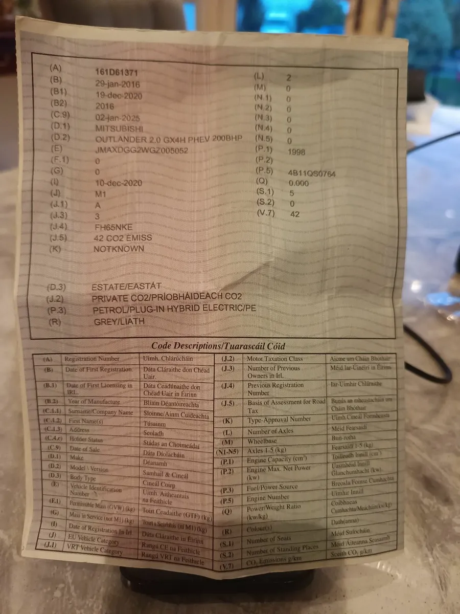 Mitsubishi Outlander 2016 Nct 12/26 - Image 2