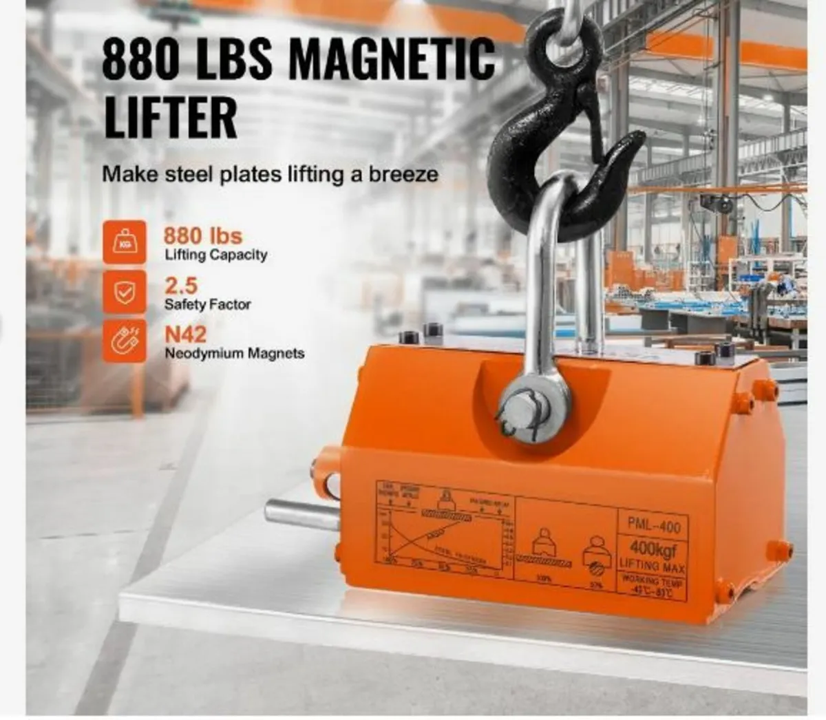 Magnetic Lifter, 880 lbs/400 kg Pulling Capacity - Image 2