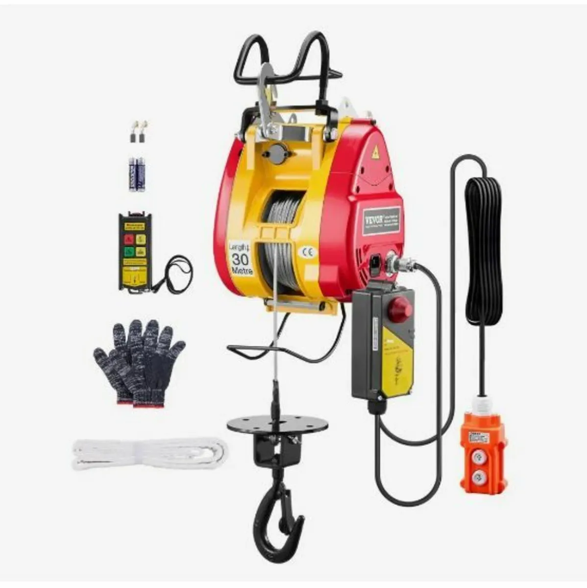 2-in-1 Electric Hoist Winch, 1100 lbs Capacity - Image 1