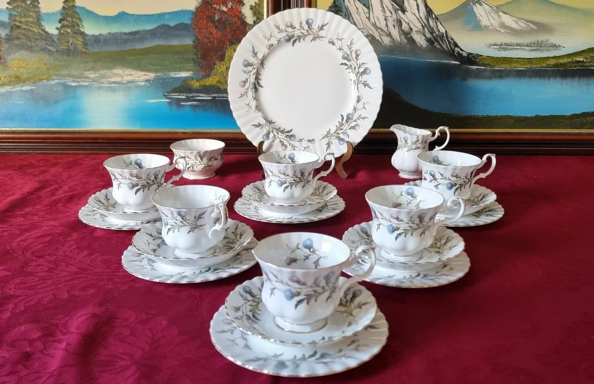 21 Pc. Royal Albert Brigadoon Bone China Tea Set - Image 1