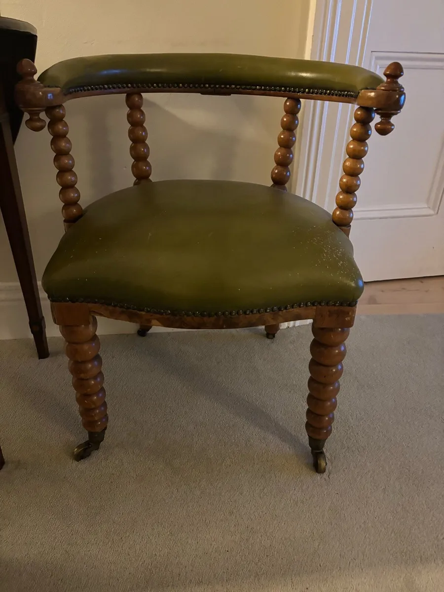 Leather antic wood chair