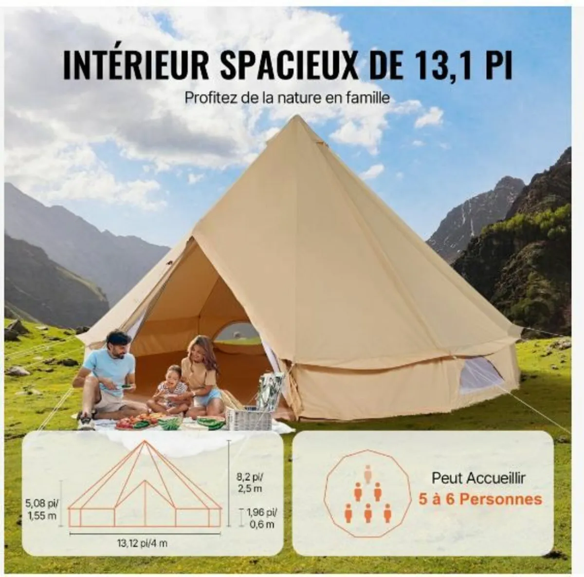 Canvas Bell Tent, 4 Seasons 4 m/13.12 ft - Image 4