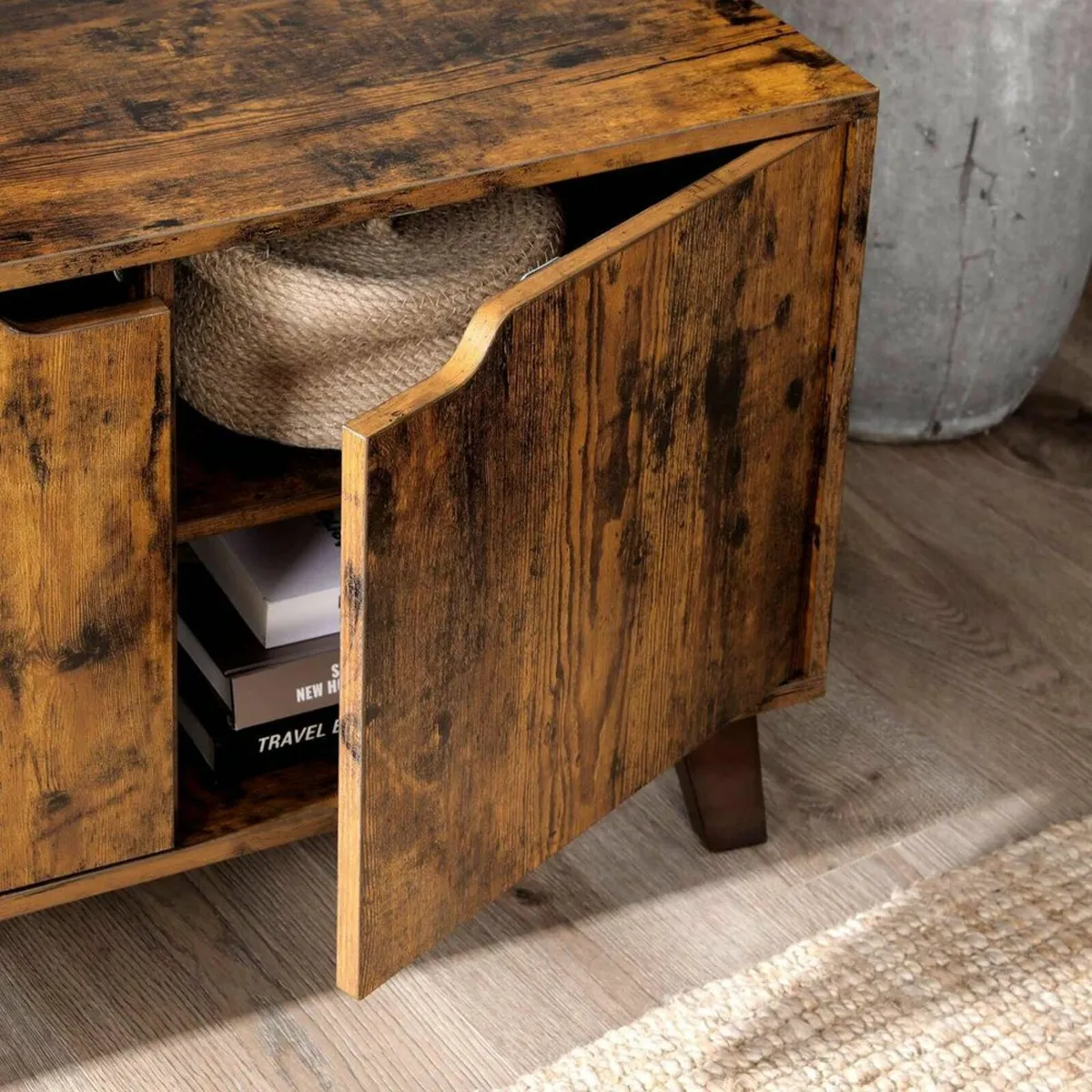 TV table with 2 doors up to 60 inches, TV cabinet - Image 4