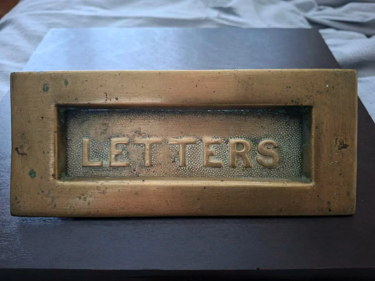 Old Original Antique Brass Letterbox - Image 1