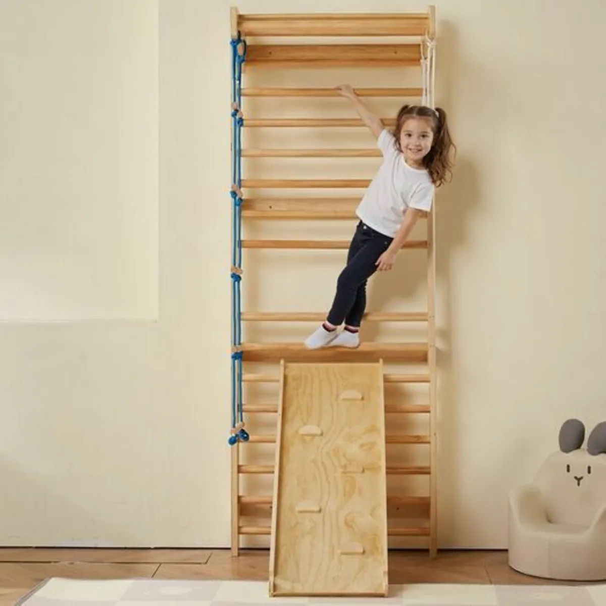 Swedish Ladder Wall Gym 5 in 1 Wooden Indoor Playg - Image 1