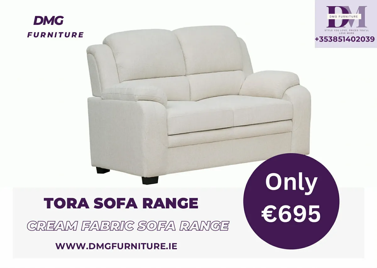 New 3+2 Tora Grey Fabric Sofa Range - Image 4