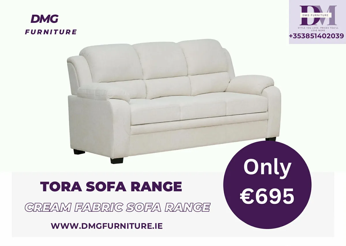 New 3+2 Tora Grey Fabric Sofa Range - Image 3