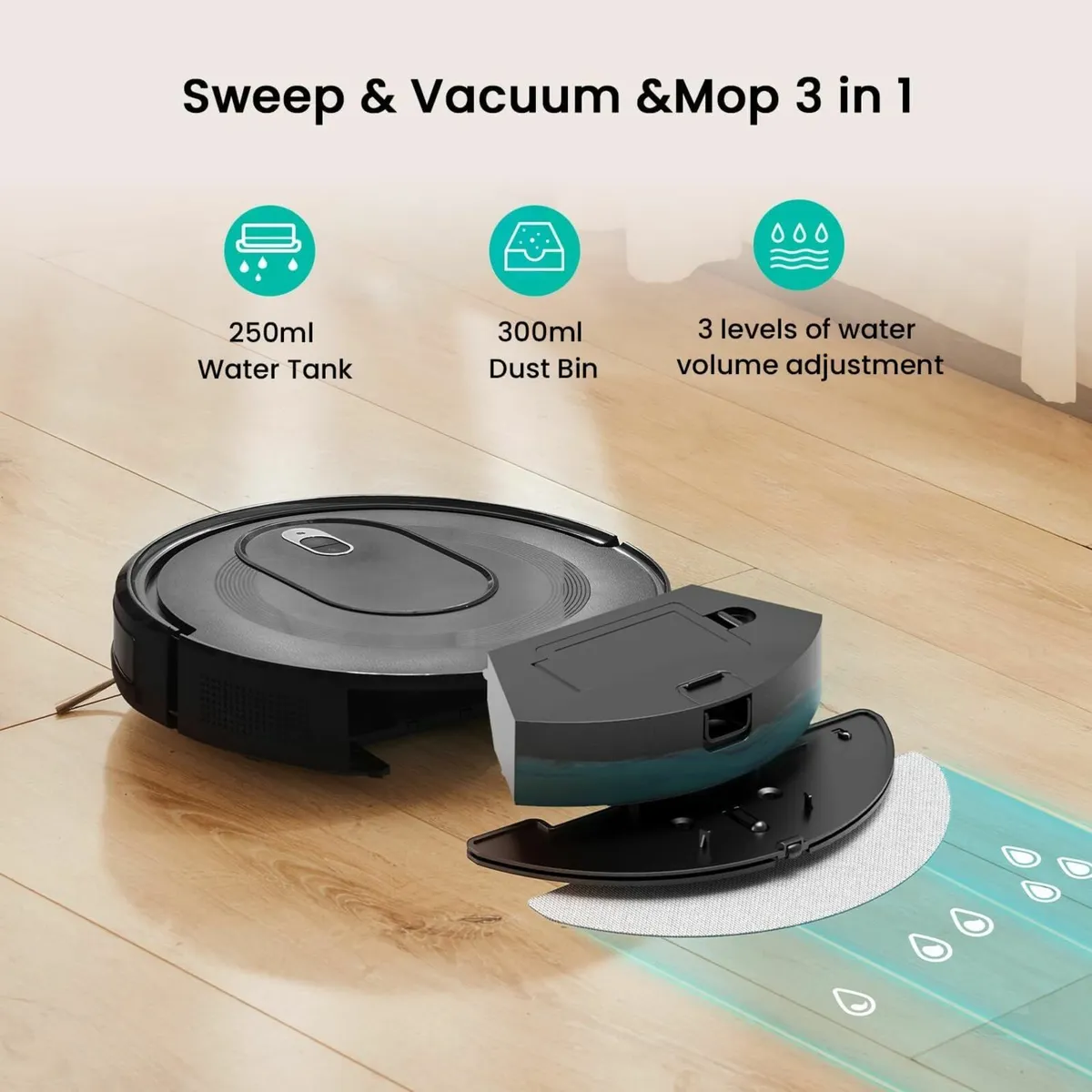 Robot Vacuum Cleaner Mop, 2 in 1  Pet Hair Carpet - Image 3