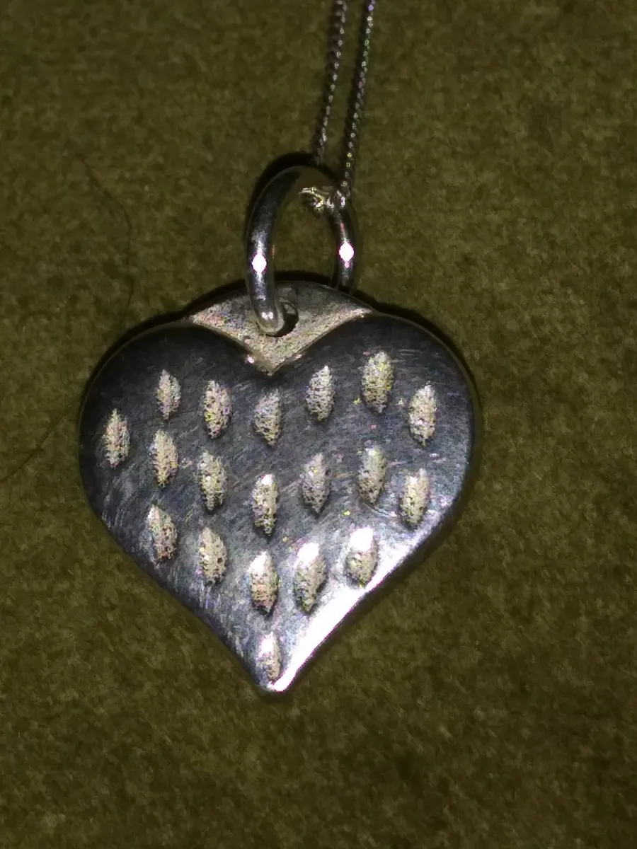 Vintage 925 Silver 3D Heart Necklace - Image 3