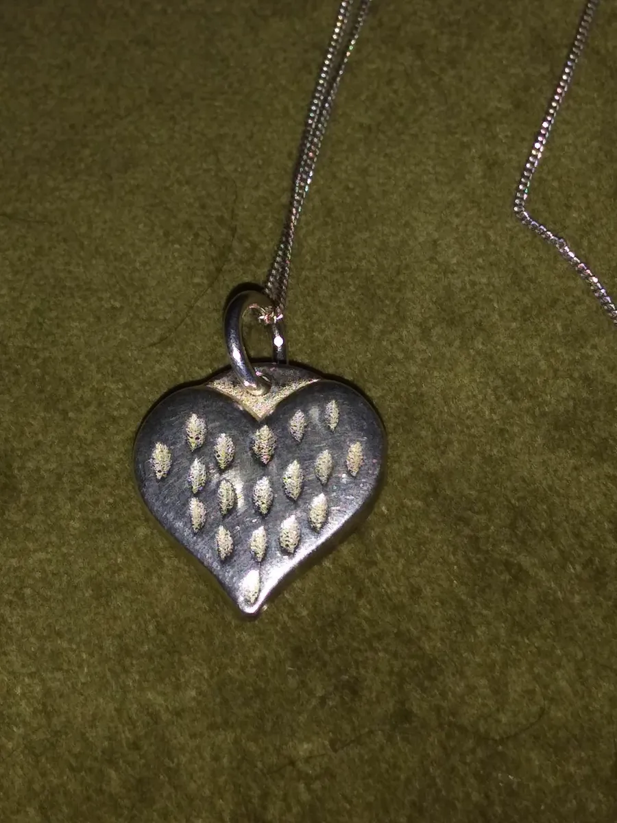 Vintage 925 Silver 3D Heart Necklace - Image 1